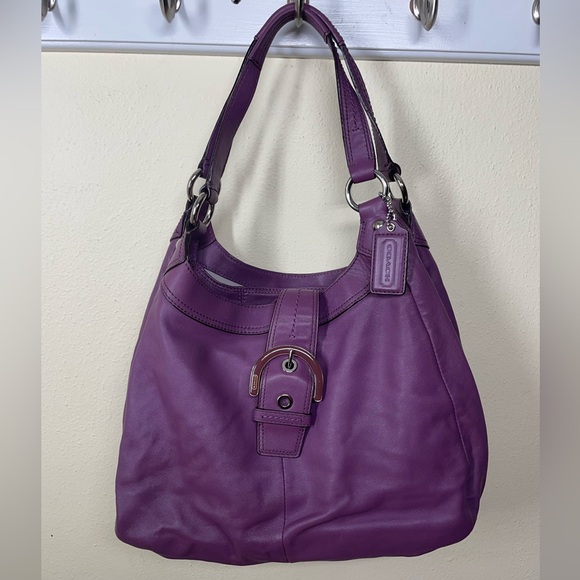 Coach Handbags - COACH SoHo Lynn Purple Leather Hobo Bag